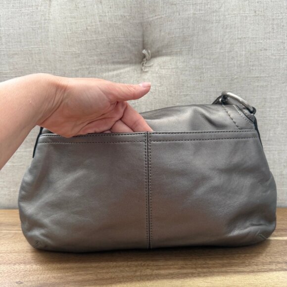 Coach Vintage Soho Metallic Pleated Shoulder Bag Bronze Metallic Grey - Picture 6 of 11